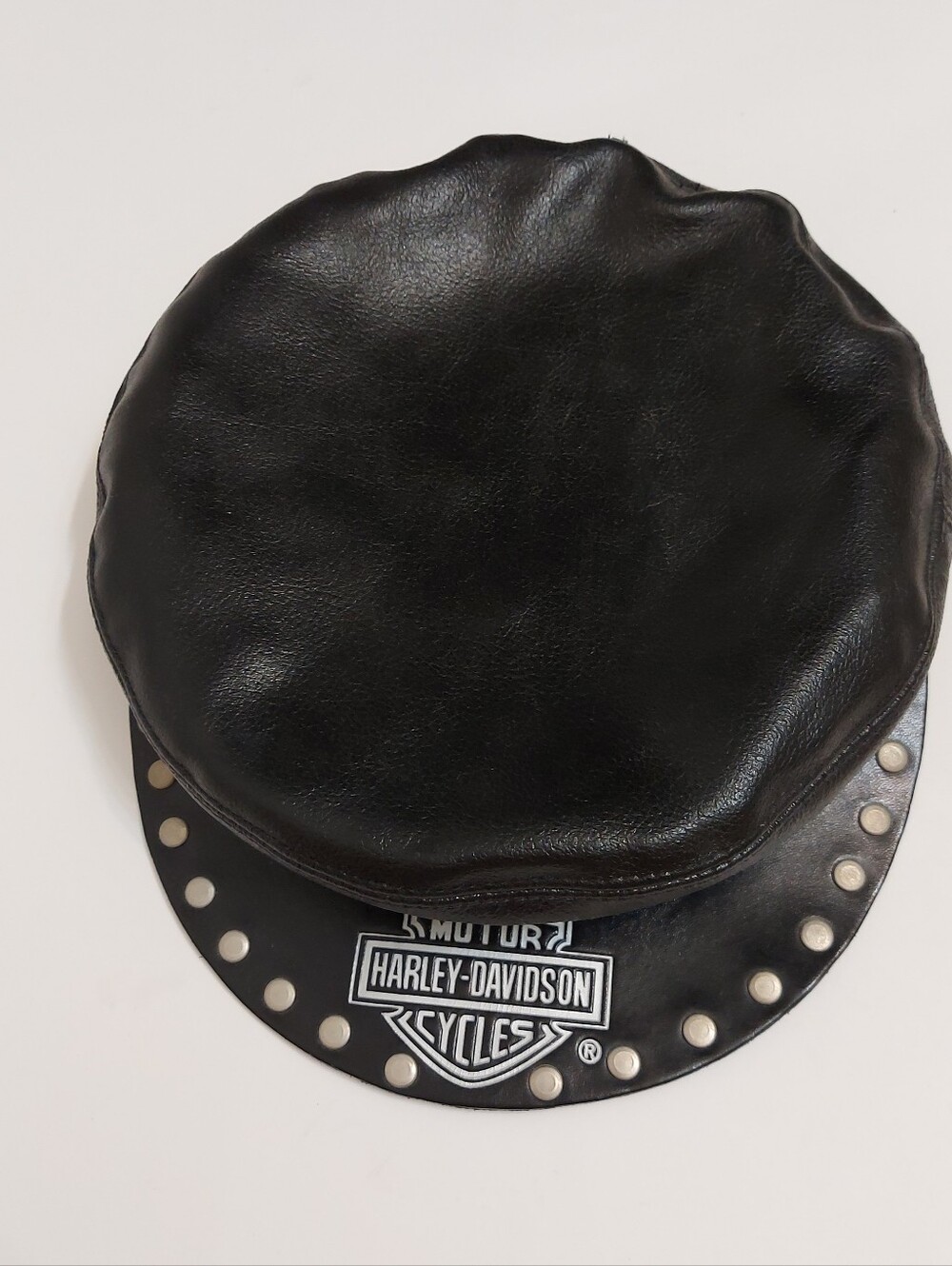 Harley-Davidson Black Leather Motorcycle Cap